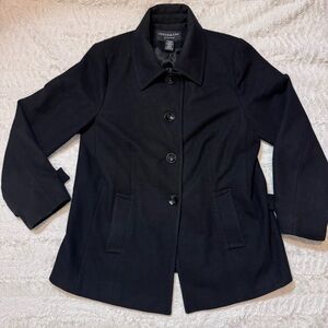 Centigrade Black Wool Blend Car Coat Women’s Large Classic Minimalist Peacoat